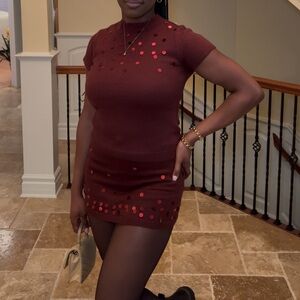 PrettyLittleThing Burgundy Mini Dress